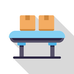 Two cardboard boxes moving on automated conveyor belt in a warehouse, representing efficient logistics and distribution