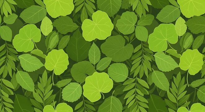 Fototapeta Lush Green Foliage - A Seamless Vector Pattern of Natures Abundance.