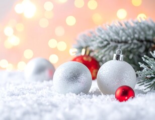 christmas balls on snow
