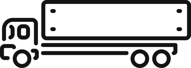 Fototapeta premium Simple black and white line drawing of a truck transporting goods, representing concepts of logistics, delivery, and shipping industry