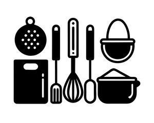 Minimal line icons of kitchen utensils vector illustration isolated on white background