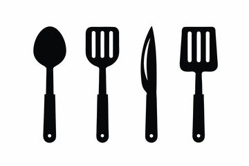 Minimal line icons of kitchen utensils vector illustration isolated on white background