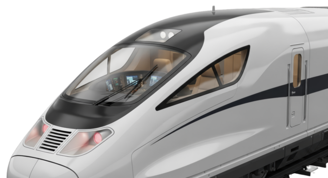 Futuristic High-Speed Train Cockpit Close-up