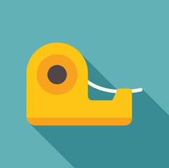 Measuring tape casting long shadow on a turquoise background, simple flat design