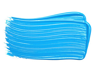 Vibrant Blue Paint Swatch with Textured Brushstrokes on White Background.