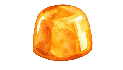 Watercolor Illustration of a Single Orange Hard Candy.