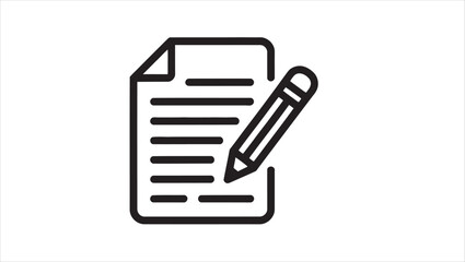 Simple outline icon representing editing a note or document with a pencil symbol