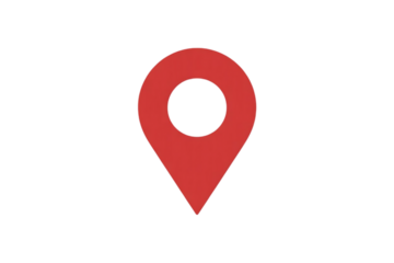 Simple red map pin icon with black background representing location navigation and destination marking on a digital interface