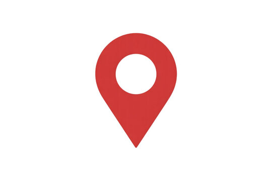Simple red map pin icon with black background representing location navigation and destination marking on a digital interface
