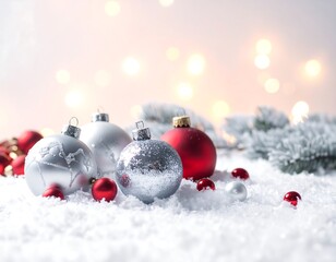 christmas balls on snow