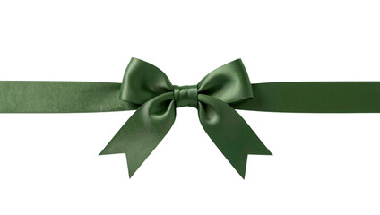 Transparent Png of a Luxurious Finely Detailed Dark Green Satin Ribbon Bow, Elegant Gift Wrapping Element, Celebratory Design Accent