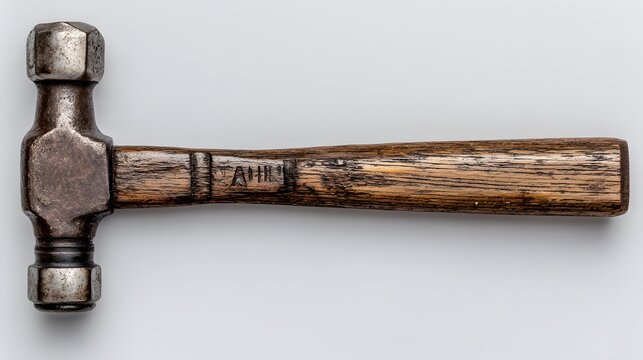 Heavy duty metal striking instrument rests horizontally against a plain background