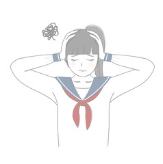 頭を抱える女の子