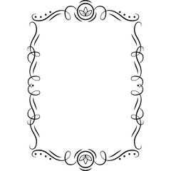 Ornate Vintage Decorative Frame with Scrollwork and Flourishes on Transparent Background Elegant Border Design Element