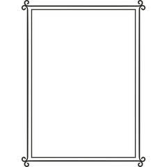 Ornate Vintage Rectangle Frame With Swirls In Black On White Background Perfect For Invitations And Certificates