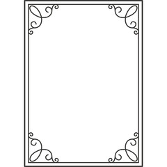 Ornate Black Decorative Border With Scrollwork Flourishes In Each Corner On A White Background