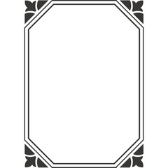Ornate Octagonal Border with Decorative Corners in Black and White Geometric Design