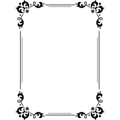 Ornate Vintage Black Decorative Rectangle Frame With Swirl Ornaments And Corner Flourishes On A White Background Minimalist Design