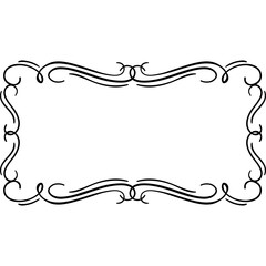 Ornate Black Vintage Decorative Border Frame Element Isolated on Transparent Background for Graphic Design and Text Placement