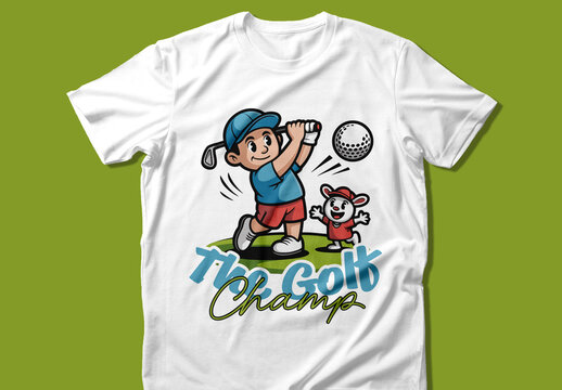 Kids Golf Champ Tshirt Design with Cute Cartoon