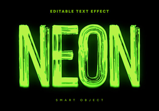 Neon Glow Text Effect in Electric Green on Black Background