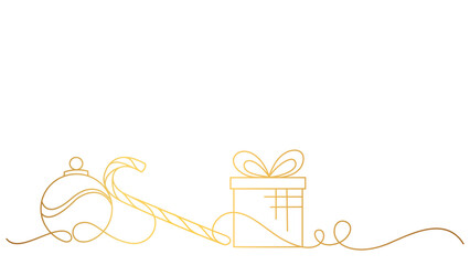 Christmas gift line art style with gold ink. Vector elements eps 10