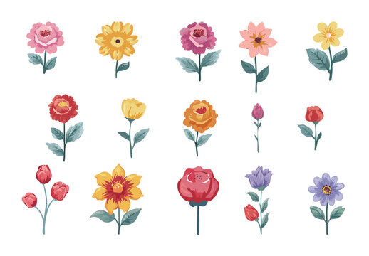Watercolor Painted Flower Vector Template