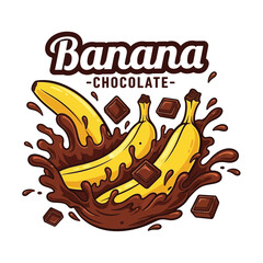 Cartoon Banana Chocolate Logo Vector.eps