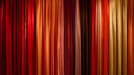 Richly colored, vertical fabric panels display a gradient of warm tones across the surface
