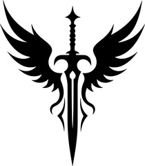 Obraz premium Winged Sword Tribal Tattoos Design Black