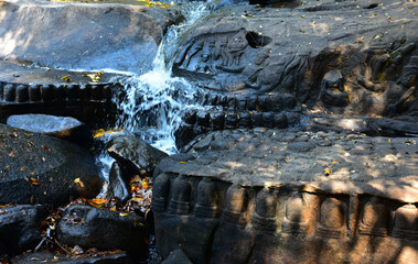 Rock relif on the mountain top at Kbal Spean