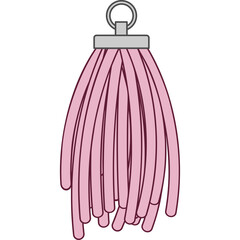 Pink Tassel Charm With Silver Ring Detail Hanging Isolated On White Background Decorative Accessory For Crafts And Fashion