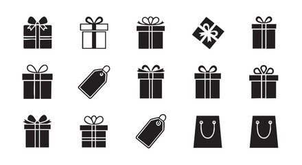 Black and white gift boxes and tag illustration for celebration