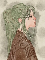 Girls illustration painting icons 