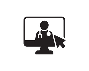 Online doctor booking icon silhouette vector design illustration