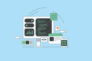 Code compiler showcase multi platform programming language, AI enables configuration and accelerating development across website and mobile applications.