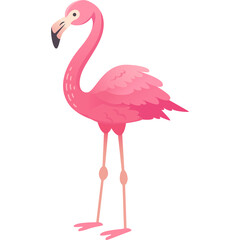 Pixel Art Pink Flamingo Standing Tall Against a White Background in a Retro 8-Bit Style Ideal for Vintage Game Design and Digital Art Projects