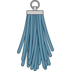 Dusting brush for cleaning with metal ring and gray cap on transparent background detailed illustration