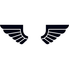 Dark Navy Blue Stylized Wings Symbol On White Background Isolated Graphic Design Element