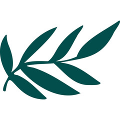 Dark Teal Abstract Geometric Origami Style Branch With Leaves Minimalist Design Elements Clean Lines Perfect For Branding