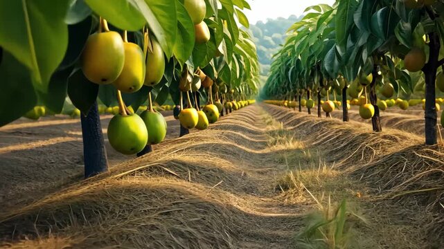 Ripe mango fruits on mango tree