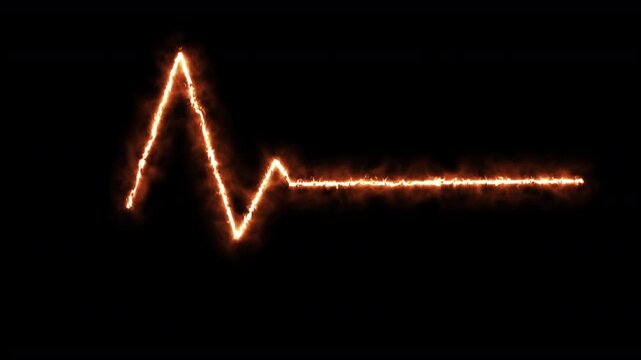 burning flames heartbeat heart rate EKG ECG pulse medical monitor display screen 
