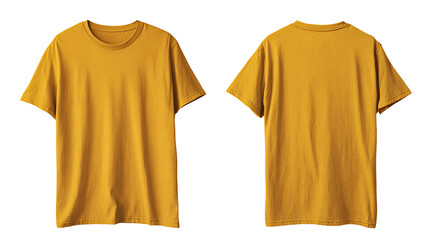 Mustard yellow t-shirt front and back views