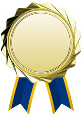 ねじれのあるクラウン状の黄金エンブレム　ベクターイラストレーション