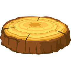Pixel Art Wood Log Cross Section With Growth Rings Detailed Texture And Natural Brown And Yellow Colors Isolated On Transparent Background