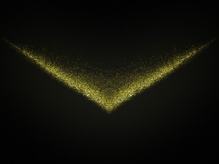 Abstract Gold Yellow Light Glitter Swirls Shape on Black Backgraound 