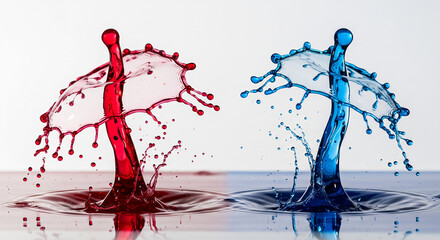 Premium 8K High-Speed Photo: Red and Blue Liquid Collision