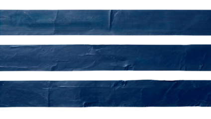 Transparent Png of Blue Adhesive Tape Strips with Wrinkled Textures, Horizontal Elements on a Clear Background, Versatile Design