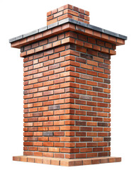 brick chimney on white background .PNG. AI Generated
