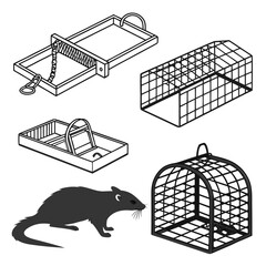 Vector art of rat and different traps